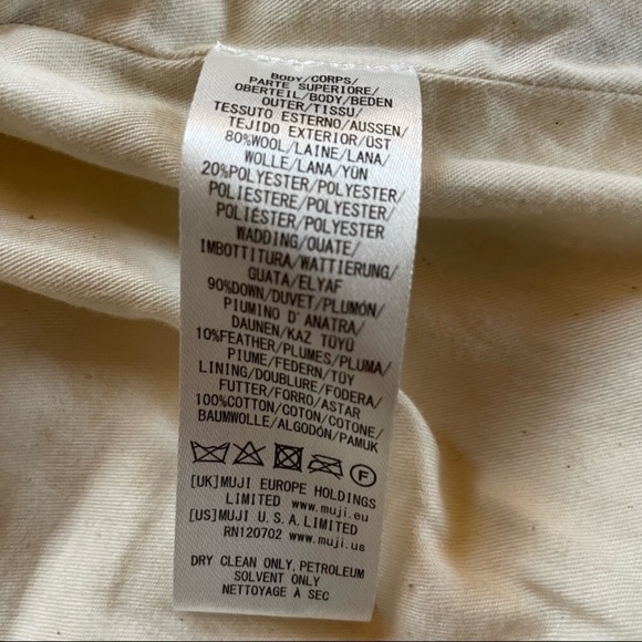 Muji Wool Tweed Down Puffer Vest - Navy XL - Picture 8 of 11